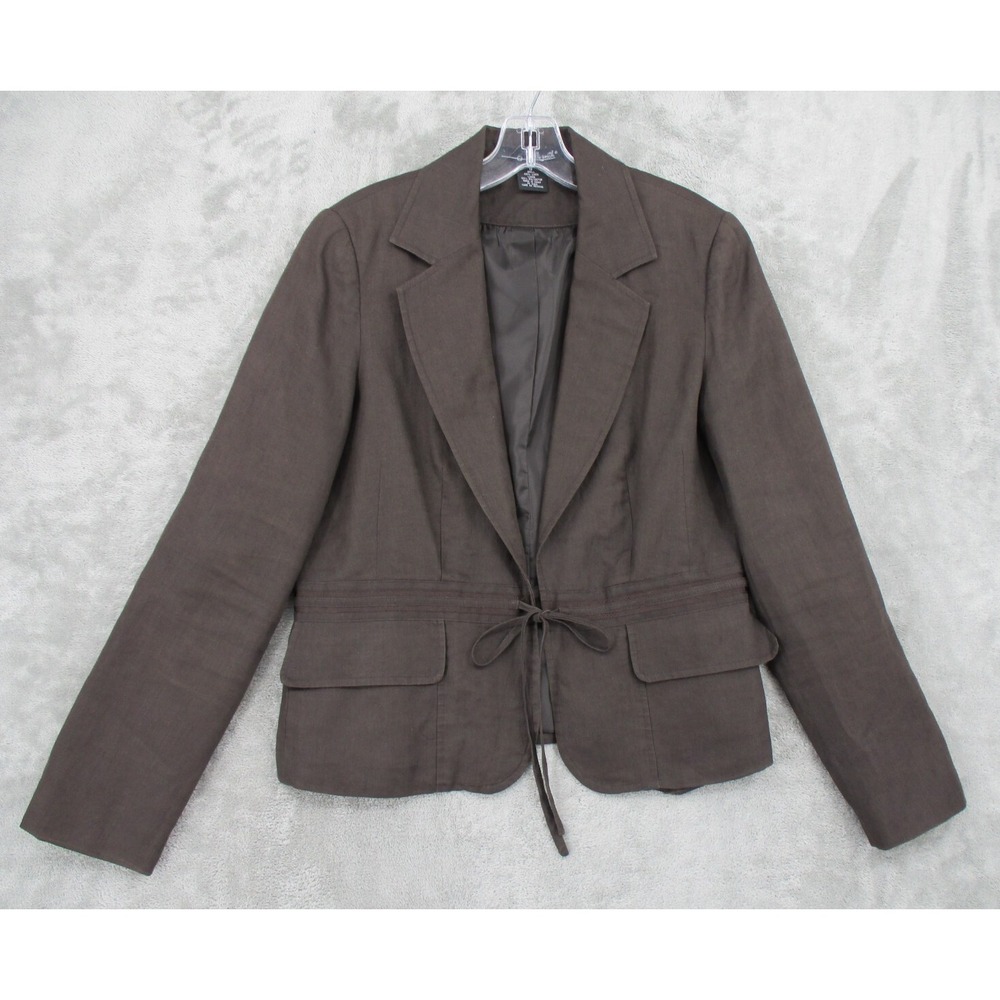 Willi Smith Blazer Womens Size 12 Linen Tie Waist Quiet Luxury Office Career